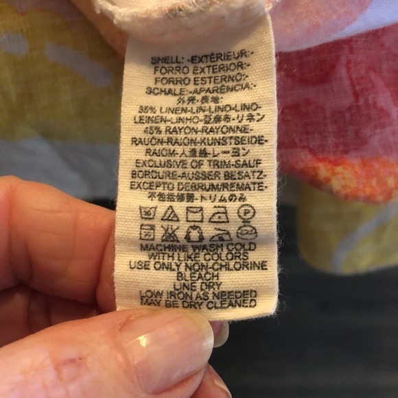 Free People Linen Blend Sherbet Color Florals on White Multi Tiered Dress S/XS - Picture 10 of 11